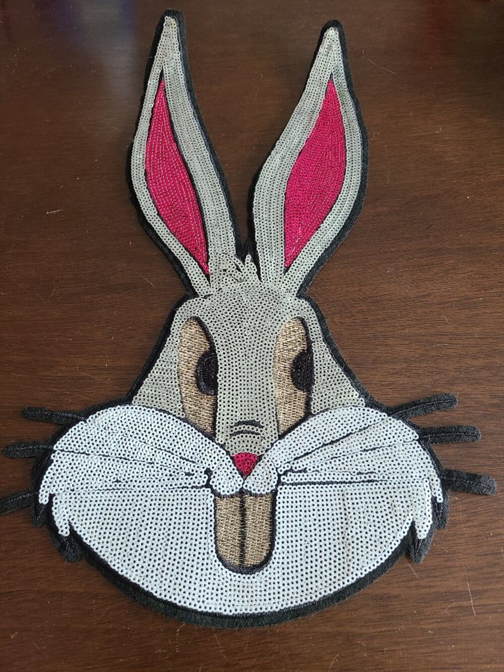 Large Bugs Sequin Patch Looney Tunes Bunny Face Back Patch NEW